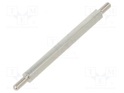 Screwed spacer sleeve; 50mm; Ext.thread: M3; hexagonal; brass