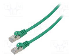 Patch cord; F/UTP; 6; stranded; CCA; PVC; green; 10m; 26AWG; Cores: 8