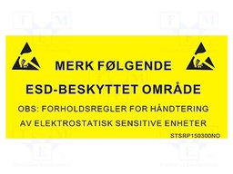 Information board; ESD,self-adhesive; 300x150mm; black,yellow