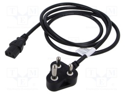 Cable; 3x1mm2; IEC C13 female,IS 1293 (M) plug; PVC; 5m; black