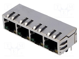 Socket; RJ45; PIN: 8; shielded,with LED; Layout: 8p8c; THT