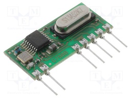Module: RF; AM receiver; AM,ASK; 433.92MHz; -111dBm; 3.3VDC; 6mA