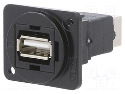 Coupler; USB A socket,USB B socket; FT; USB 2.0; metal; 19x24mm