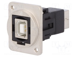 Coupler; USB B socket,both sides; FT; USB 2.0; metal; 19x24mm