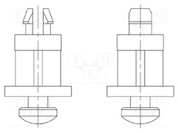 PCB distance; polyamide 66; L: 9.5mm; latch/latch; Colour: natural