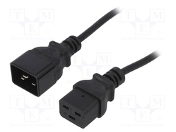 Cable; IEC C19 female,IEC C20 male; 1.8m; black; PVC; 3G1mm2; 16A