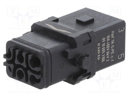 Connector: rectangular; female; Han 1A; PIN: 6; 5+PE; size 1A