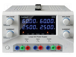 Power supply: laboratory; multi-channel; Ch: 2; 0÷60VDC; 0÷2.5A