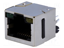 Socket; RJ45; Cat: 5; shielded,with LED; Layout: 8p8c; THT; straight