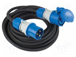 Extension lead; 3G2.5mm2; Sockets: 1; rubber; black; 10m; 16A