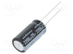 Capacitor: electrolytic; THT; 2200uF; 25VDC; Ø12.5x25mm; Pitch: 5mm