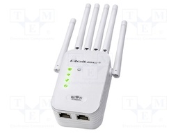 Repeater WiFi; IEC C8 male,RJ45 socket x2; white; 2.4÷2.4835GHz