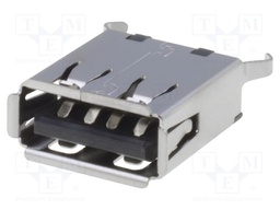 Socket; USB A; THT; straight; USB 2.0; gold-plated