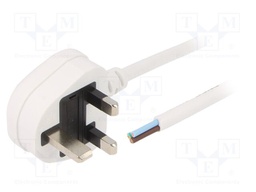 Cable; BS 1363 (G) plug; 3m; white; PVC; 3G1mm2; 13A; 300/500V