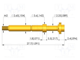 Test needle; Spring compression: 4mm; 5mm; 8A; CuBe; gold-plated
