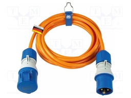 Extension lead; 3G2.5mm2; Sockets: 1; PUR; orange; 5m; 16A