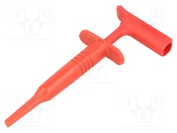 Clip-on probe; hook type; 15A; 1kVDC; red; Plating: nickel plated