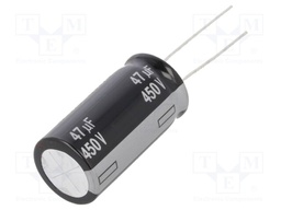 Capacitor: electrolytic; THT; 47uF; 450VDC; Ø16x31.5mm; ±20%