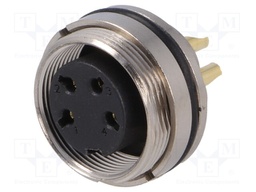 Connector: M16; female; for panel mounting,front side nut; IP67