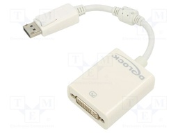 Adapter; DisplayPort plug,DVI-I (24+5) socket; 0.12m; white