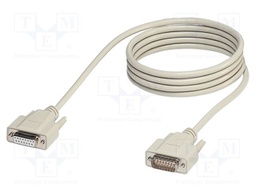 Cable; D-Sub 15pin socket,D-Sub 15pin plug; PVC; Len: 1m; grey