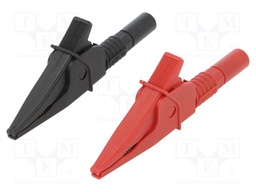 Crocodile clip; 20A; black,red; max.39mm; 1kV