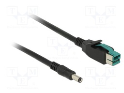 Cable; DC 5,5/2,1 plug,PoweredUSB plug; 2m; black; straight; 12V