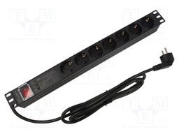 Plug socket strip: protective; Sockets: 7; 230VAC; 16A; black; 2m