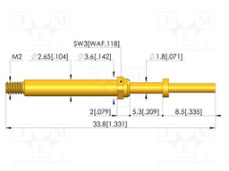 Test needle; Spring compression: 4mm; 5mm; 8A; CuBe; gold-plated