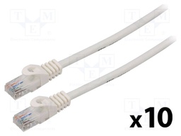 Patch cord; U/UTP; 6; stranded; CCA; PVC; white; 3m; 26AWG; Cores: 8