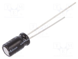 Capacitor: electrolytic; THT; 4.7uF; 50VDC; Ø5x9mm; Pitch: 2mm; ±20%
