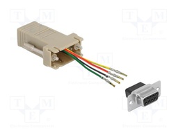 Adapter; D-Sub 9pin socket,RJ11 socket; grey; 6p4c