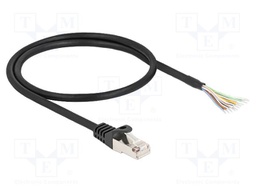 Patch cord; S/FTP; wires,RJ50 plug; 0.5m; PVC; black; 26AWG