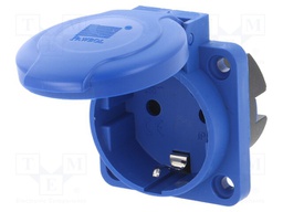 Connector: AC supply; socket; Layout: 2P+PE; blue; 250VAC; 16A; IP54