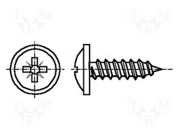 Screw; 4,2x19; Head: button; Pozidriv; steel; zinc; Size: PZ2