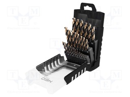 Drill set; for metal; plastic cassette; Pro-Tec; 25pcs.