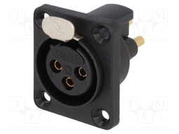 Socket; XLR; female; PIN: 3; with push button,sealed; soldering