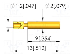 Test plug; L: 13mm; test needles; Dim: Ø1.2x13mm; plug
