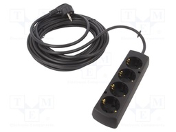 Extension lead; 3x1.5mm2; Schuko; Sockets: 4; PVC; black; Len: 10m