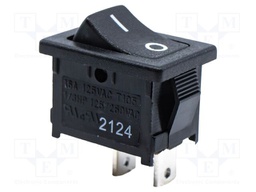 ROCKER; SPST; Pos: 2; OFF-ON; 16A/125VAC; black; Rcont max: 35mΩ
