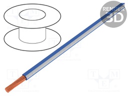 Wire; H07V2-K; stranded; Cu; 6mm2; 10AWG; PVC; blue-white; 450V,750V