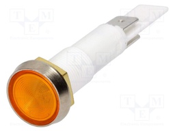 Indicator: with neon lamp; flat; 230VAC; Cutout: Ø10mm; plastic