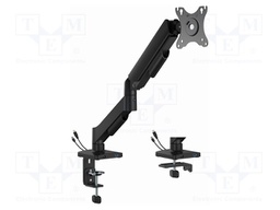 Holder; 9kg; 17÷32"; black; Arm len: 506mm; monitor x1; USB A,USB C