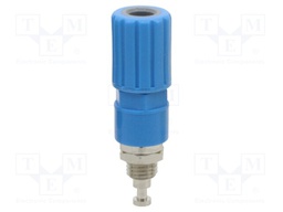 Socket; 4mm banana; 36A; blue; nickel plated; on panel,screw; 8mm