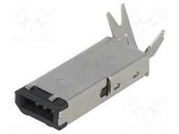 Plug; IEEE1394; for cable; soldering; PIN: 6; straight; shielded