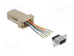 Adapter; D-Sub 9pin socket,RJ12 socket; grey; 6p6c