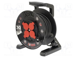Extension lead; reel,with non-rotating sockets; Sockets: 4; 30m
