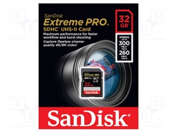Memory card; Extreme Pro; SDHC; 32GB; Read: 300MB/s; Write: 260MB/s