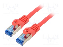 Patch cord; S/FTP; 6a; stranded; CCA; LSZH; red; 1.5m; 26AWG; Cores: 8