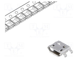 Socket; USB B micro; on PCBs; SMT; horizontal; middle board mount